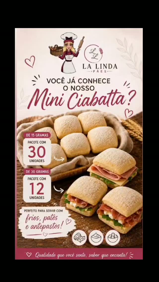 🥖✨ Ciabatta La Linda Pães Especiais ✨🥖

Nossa ciabatta de fermentação natural é produzida com ingredientes selecionado