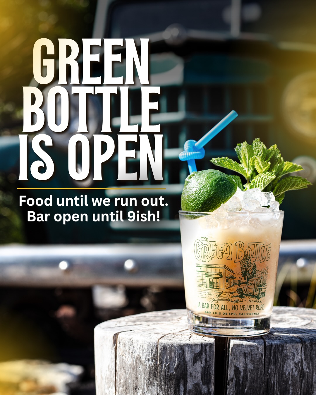 🚨 The news we’ve all been waiting for… @drinkgreenbottle is officially open! Come on by and grab a drink with us. 

We 